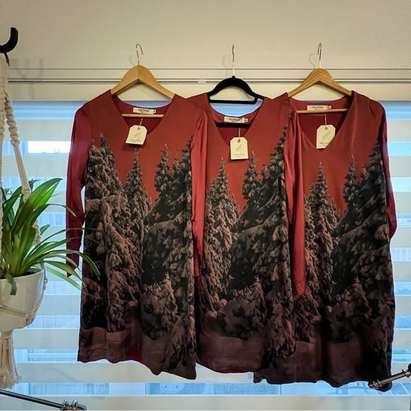 🌲Nice Things🌲- Alpine Valley Digital Print Dress / Merlot - Picture 10 of 13